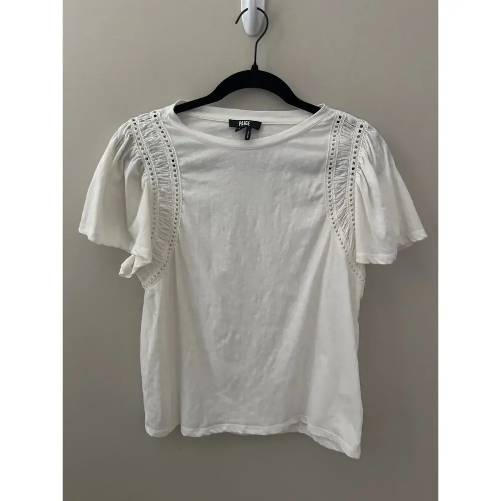 NWOT Women’s Paige Paisley Cotton-Blend T-Shirt in White SZ S_4